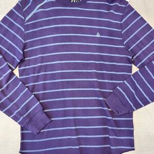 Vintage Volcom Long Sleeve Tee in Purple and Blue Stripes
